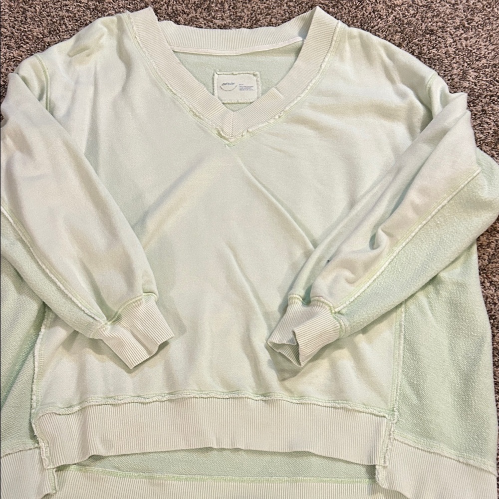 Aerie Light Green V-Neck Sweater